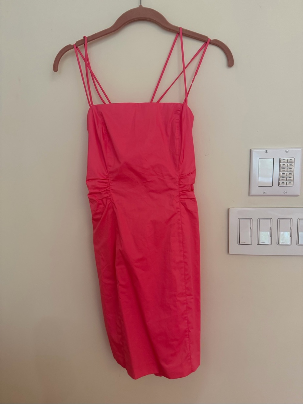 Frame Denim Hot Pink Mini Dress with Double Spaghetti Straps